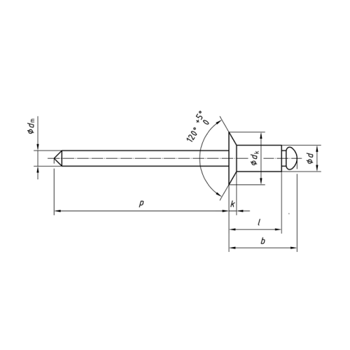 Aluminium-/Stahlkontertyp -Blindnieten typern